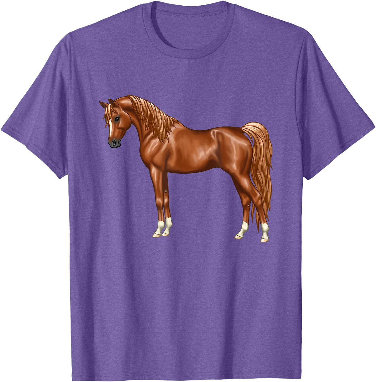Arabian Horse Art by CSForest Beautiful Red Chestnut Egyptian Arabian Horse Lovers Gift T-Shirt - Purple Heather