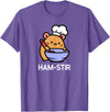 Hamster, Ham-stir Funny Jokes Sarcastic T-Shirt - Unisex-Adults & Kids - Black - Small - Short Sleeve - Cotton Blend - Classic Fit - Crew Neck - T-Shirt - Purple Heather