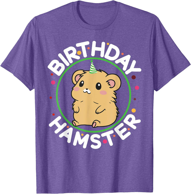 Unisex-Kids Hamster Birthday Party Birthday Hamster T-Shirt - Purple Heather