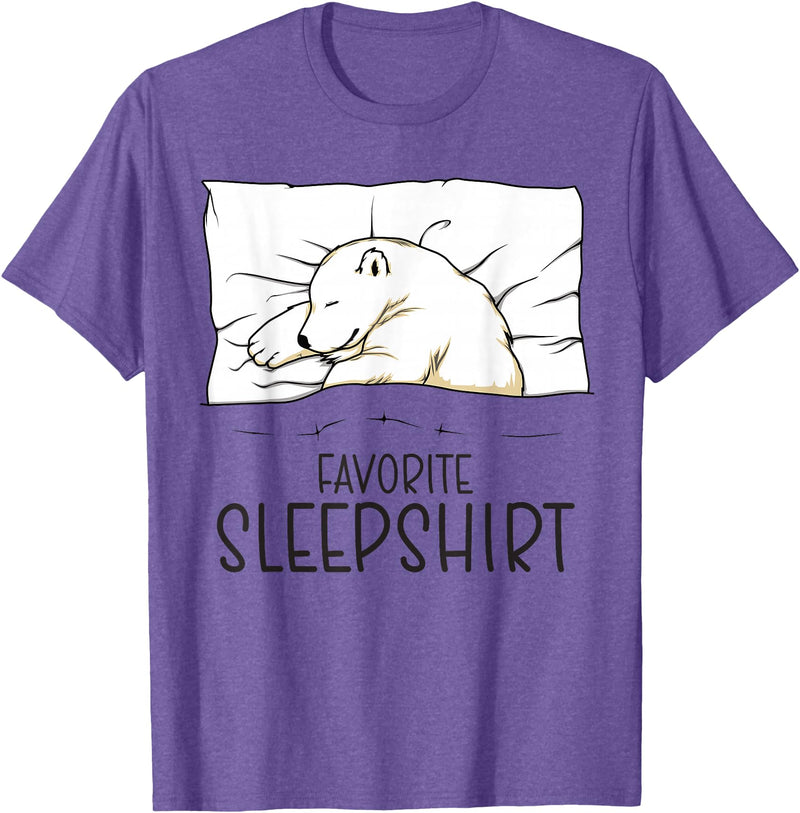 Sleeping & Napping Shirt Gifts For Nap Lovers Favorite Sleepshirt, Napping Polar Bear Pajama T-Shirt - Purple Heather