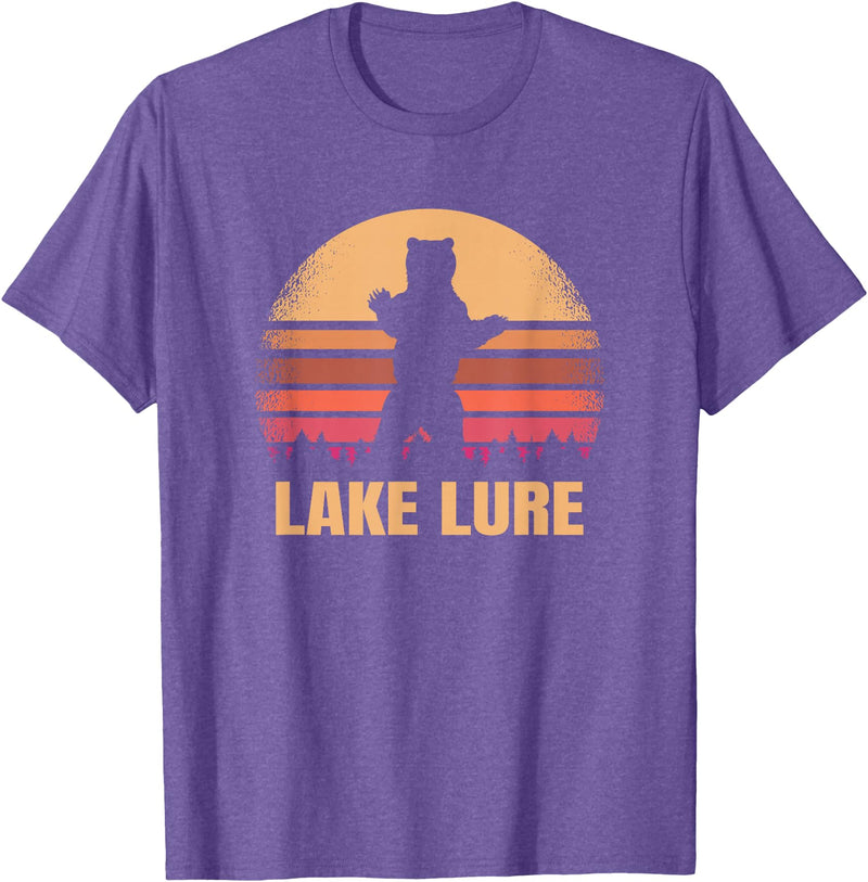 Lake Lure North Carolina Vintage NC Retro 80s Co. Lake Lure North Carolina Vintage Bear NC Distressed 80s T-Shirt - Purple Heather