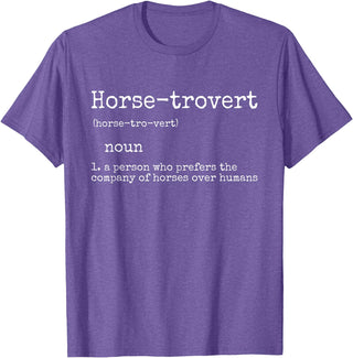 Horse By Design Tee Company Horse Gifts for Women Men Funny Equestrian Horse-trovert T-Shirt - Purple Heather