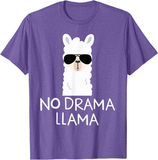 No Drama No Pob-Llama Alpaca Gifts No Drama Llama Alpaca with Sunglasses Llama Lovers Gift T-Shirt - Purple Heather