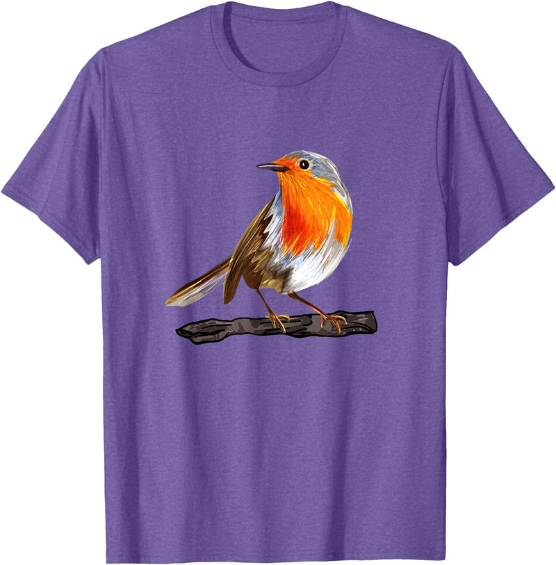 Robin Bird Ornithology Nerd Birding Watcher Robin Bird T-Shirt - Purple Heather