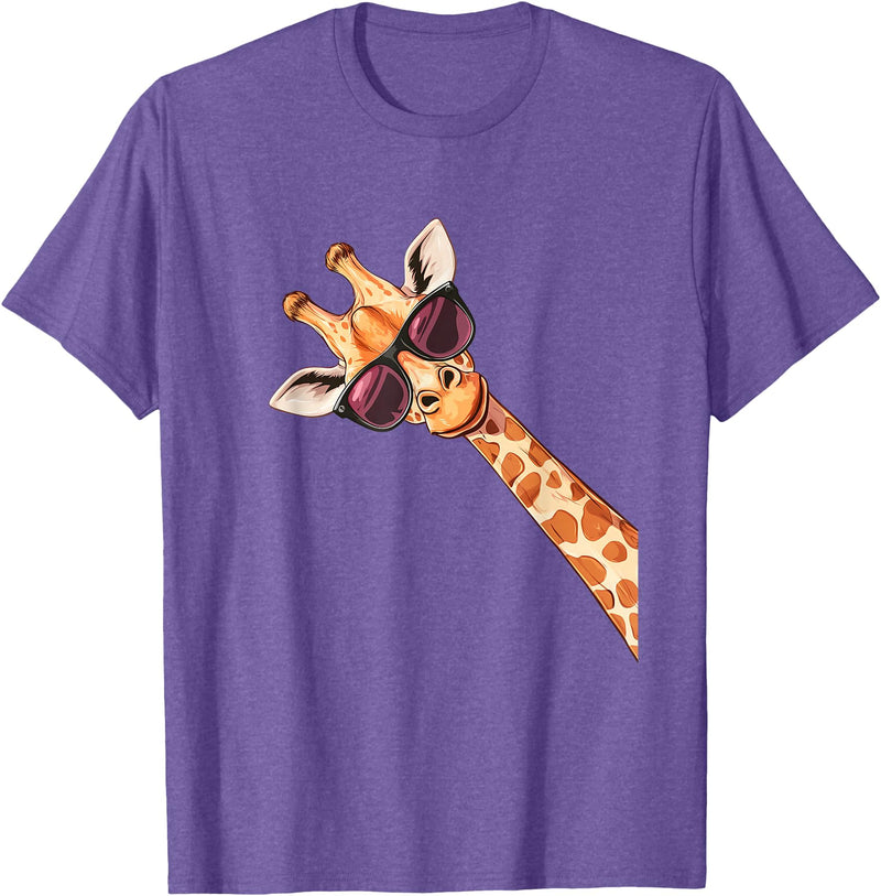 ÄGiräffeCo. Funny Giraffe Sunglasses T-Shirt - Purple Heather