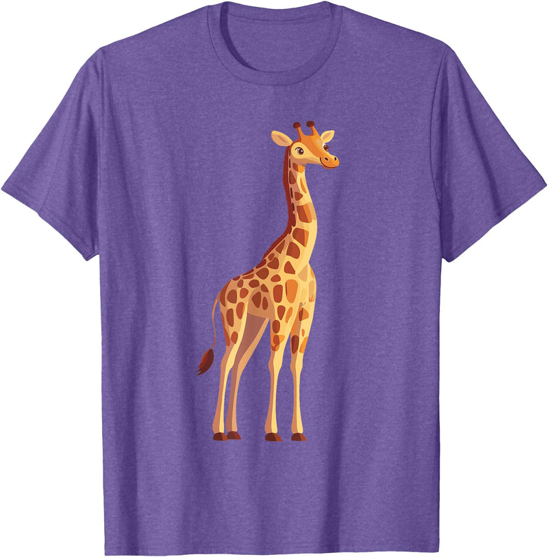 Giraffe and Zookeeper Design Giraffe T-Shirt - Purple Heather
