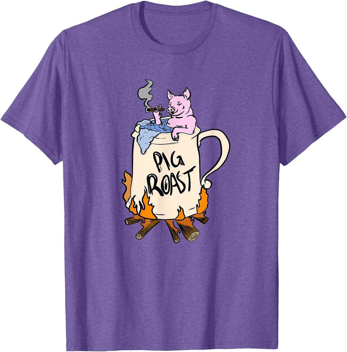 Funny animal pig roast party clothing and apparel Funny Pig Spit Roast BBQ Party Grill Master Gift T-Shirt - Purple Heather
