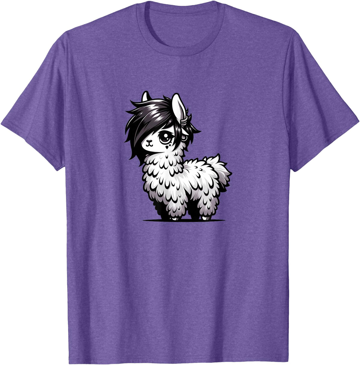 Emo Llama Tees Cute Emo Llama Kawaii Kids Boys Girls T-Shirt - Purple Heather
