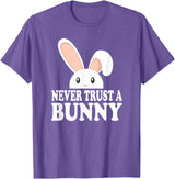 Never Trust a Bunny Funny T-Shirt in Purple Heather