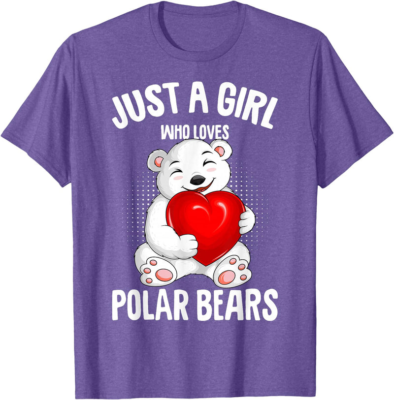 Funny Polar Bear Lover Apparel & Gift Ideas Polar Bear Just A Girl Who Loves Polar Bears Kids Girls T-Shirt - Purple Heather