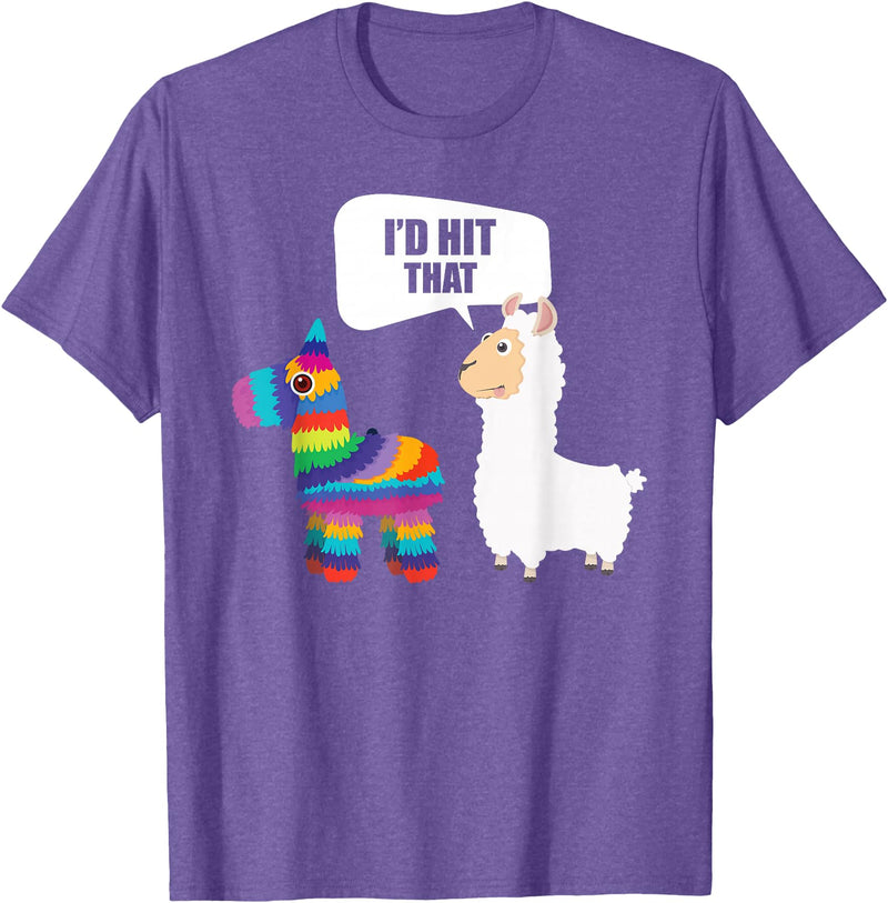 VepaDesigns Cinco De Mayo Shirt Mexican Gift Llama Id Hit That Pinata Mexican Funny Cinco de Mayo Gift T-Shirt - Purple Heather