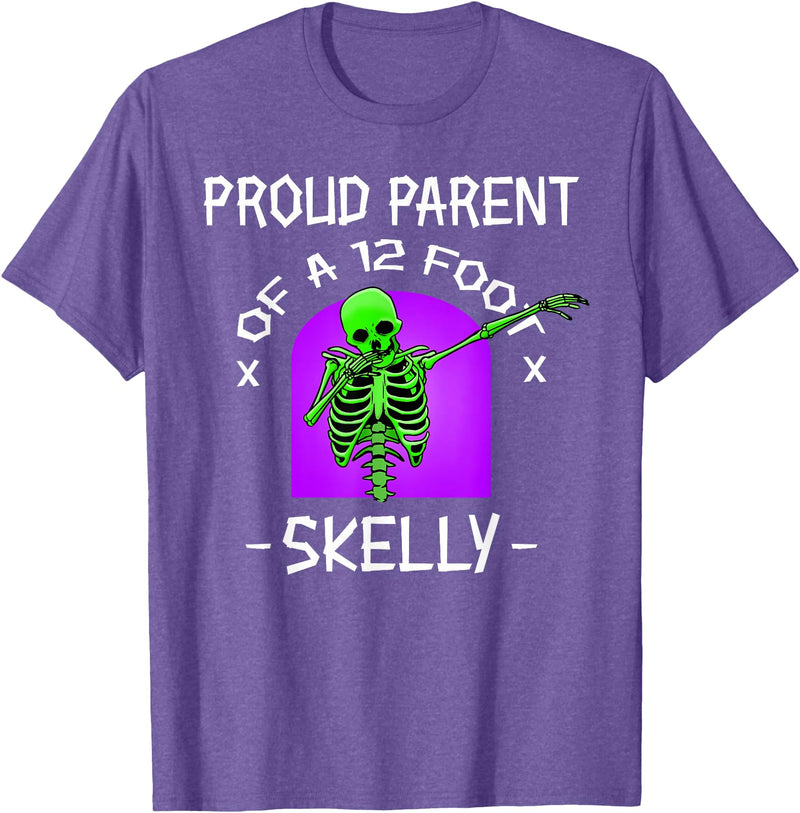 Halloween Clothing & Costumes Proud Parent of A 12 Foot Skelly - Halloween Skeleton T-Shirt - Purple Heather