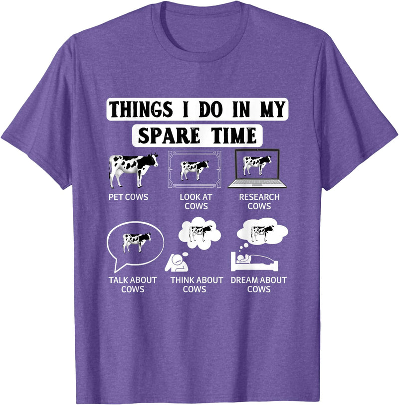 Cow Crop Farm Gift Field Tractor Farmer Ranch Things I do in my spare Time Cow Harvest Farming Barn Cattle T-Shirt - Purple