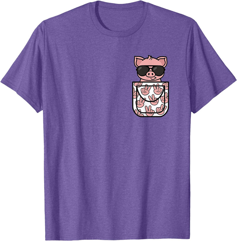 KATYLIN Funny Pig Pocket Pig Lover Men Women Boys Girls Kids T-Shirt - Purple Heather