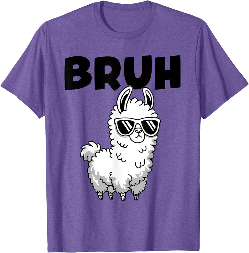 Bruh Llama Sunglasses by LazyPanda Bruh Llama Funny Alpaca Llama Boys Kids Girls Trendy Graphic T-Shirt - Purple Heather