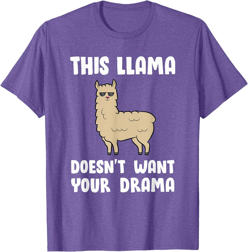 Funny Llama And Alpaca Gifts Funny Llama This Llama Mag No Drama Alpaca Llama T-Shirt - Purple Heather