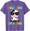 Holy Cow I'm Two 6 6th Birthday Boy Girl Kids Holy Cow I'm Two 6 Years Old 6th Birthday Boy Girl T-Shirt - Purple Heather