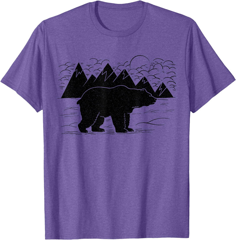 Black Bear Wildlife Animal Wilderness Graphic T-Shirt - Purple Heather