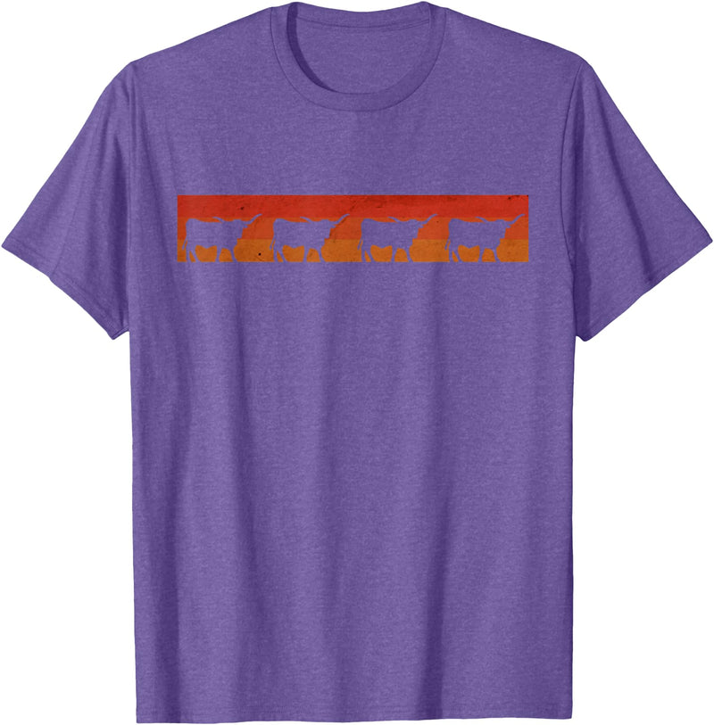 Triple G Mavs Vintage Retro Longhorn Shirt Cow Farm Animal Gift T-Shirt - Purple Heather