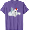 Happy Holiday Season Snow Gifts For Women Cute Christmas Polar Bear Red Santa Hat Lighted Tree Snow T-Shirt - Purple Heather