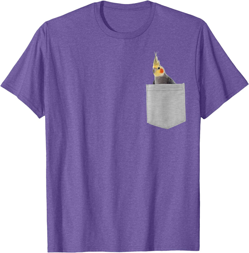 Animal in Your Pocket Cockatiel Bird T-Shirt - Purple Heather