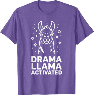 Funny Llama Humor Quirky Quotes Lovers Drama Llama Activated Funny Quote Humor T-Shirt - Purple Heather