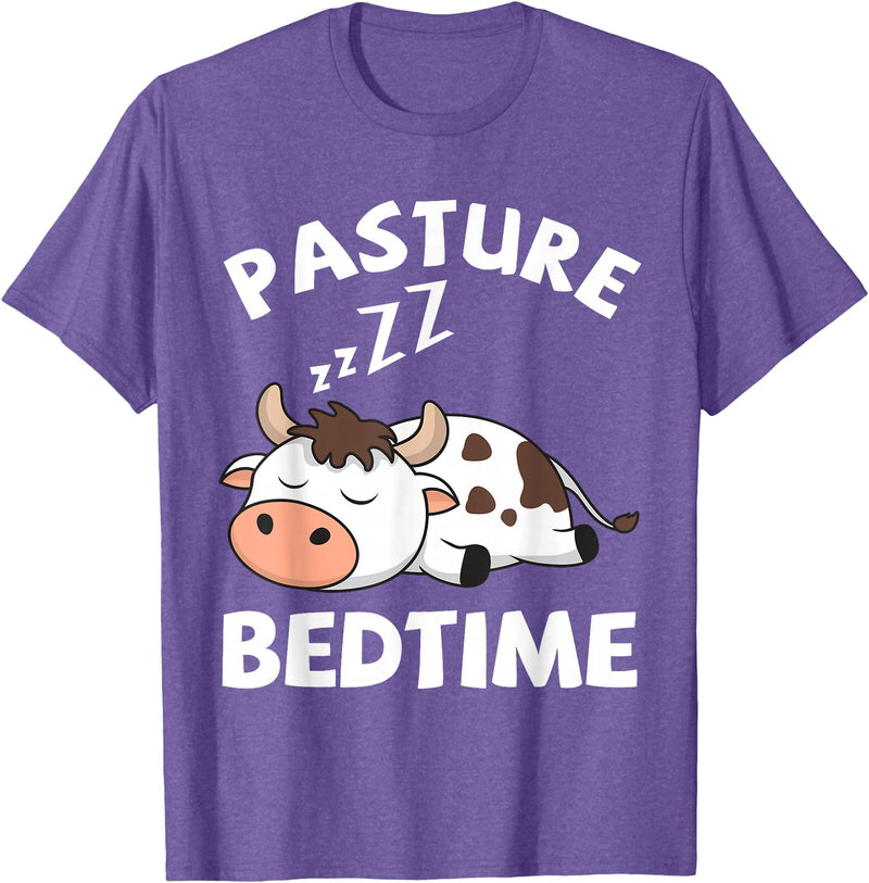 Cow Lovers Gifts Co. Pasture Bedtime Cows Lovers Funny Livestock Breeder Cow Farm T-Shirt - Purple Heather