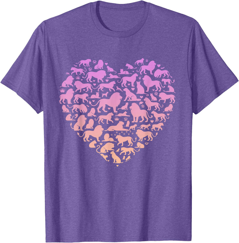 Girls Lion Design Silhouette Lions Design for Lion Lover | Girls Lion T-Shirt - Purple Heather