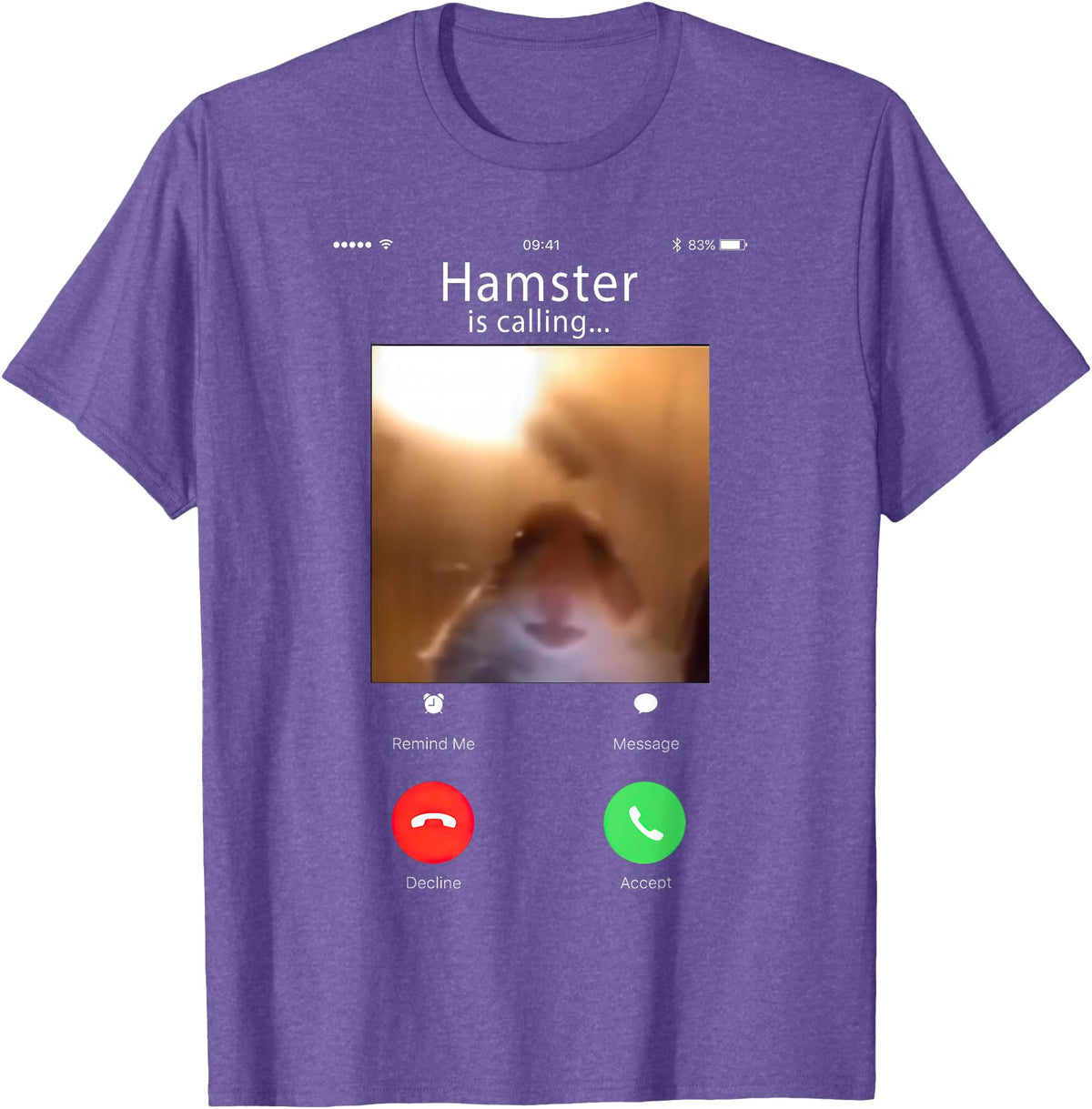 dank Meme Hamster Staring Front Camera Hamster Calling T-Shirt - Purple Heather