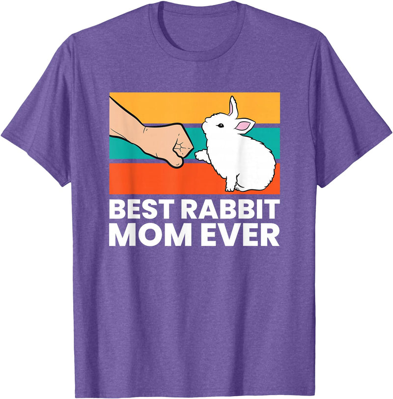 Best Rabbit Mom Ever Cute Bunny T-Shirt in Purple Heather