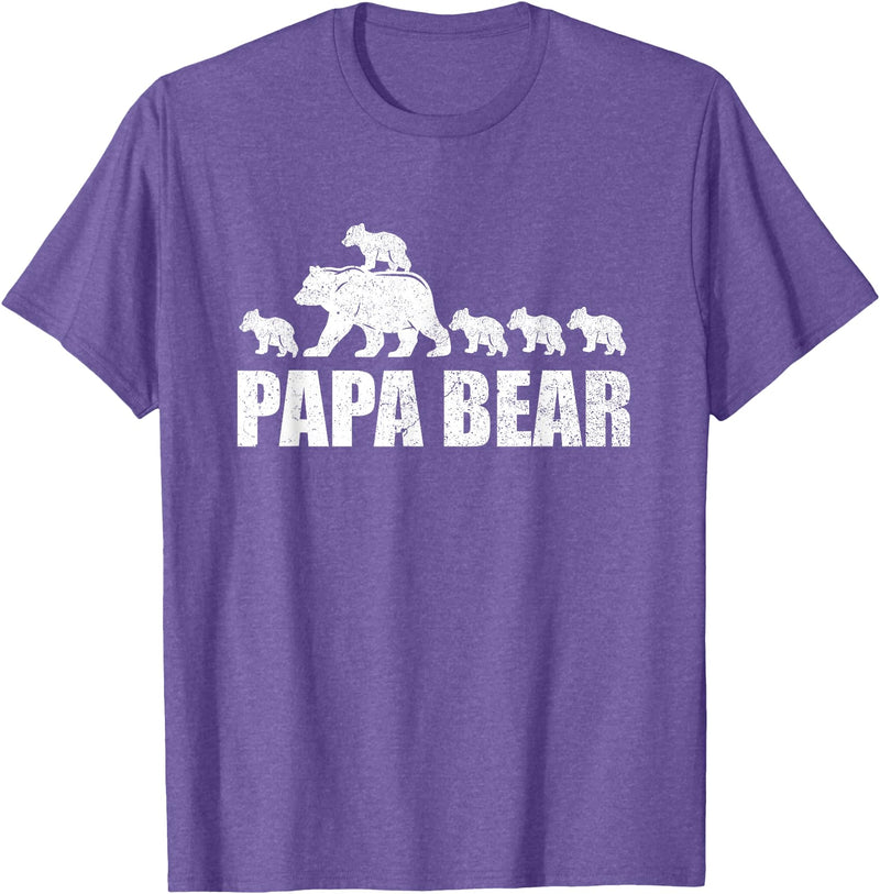Papa Bear 5 Kids TShirt Papa Bear 5 Cubs Shirt Papa Bear 5 Cubs Shirt Daddy Bear 5 Kids TShirt Papa 5 Kids T-Shirt - Purple Heather