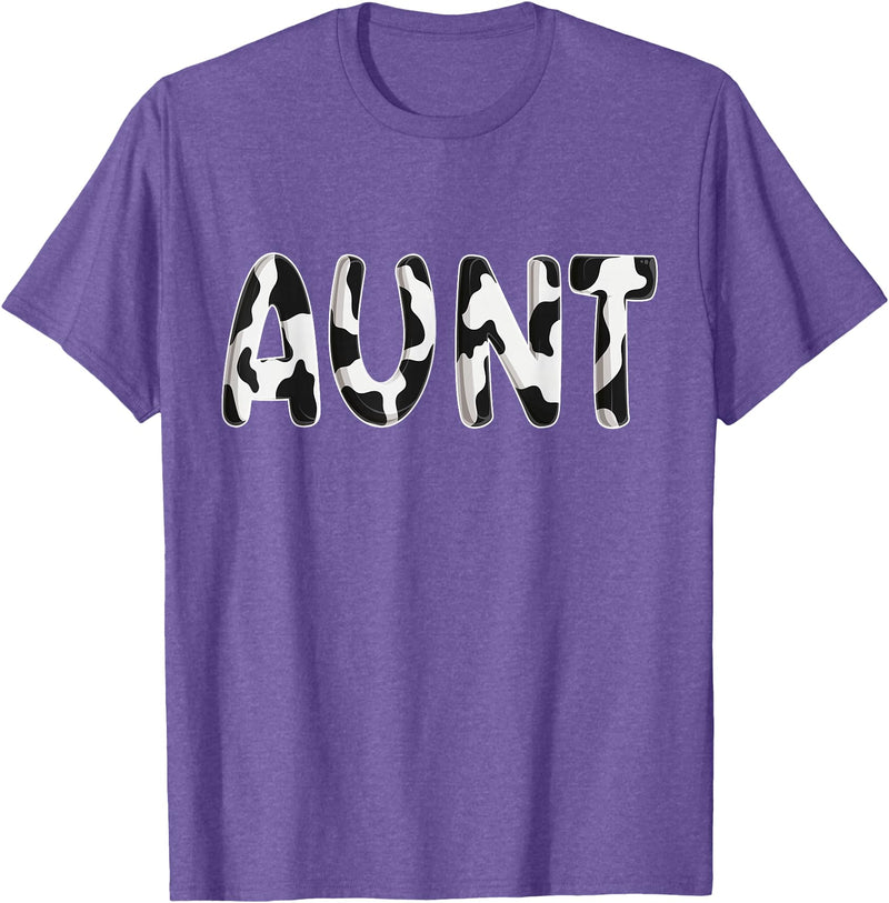 Cow Pattern Print Family Matching Birthday Shirts Cow Aunt Birthday Family Matching Mothers Day Boy Girl Farm T-Shirt -