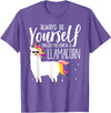 Llamacorn Clothing Always be a Llamacorn T Shirt | Fantasy Magic Llama Unicorn T-Shirt - Purple Heather