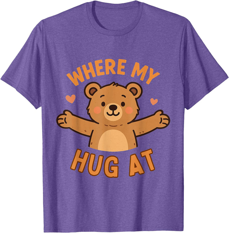 Where My Hug At Co. Where My Hug at Bear Hug Graphic T-Shirt - Purple Heather