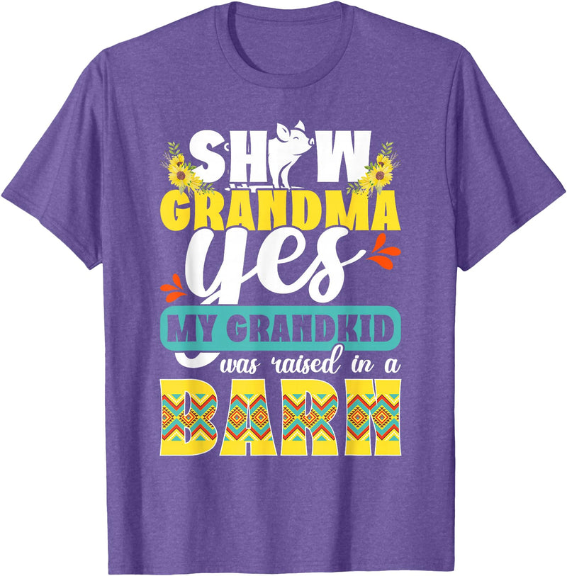 Funny Pig Show Grandma For Mother's Day Pig Show Grandma Funny Pig Show Grandmother T-Shirt - Purple Heather