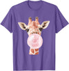 FunnyGiraffeCo. Cute Giraffe Bubble T-Shirt - Purple Heather