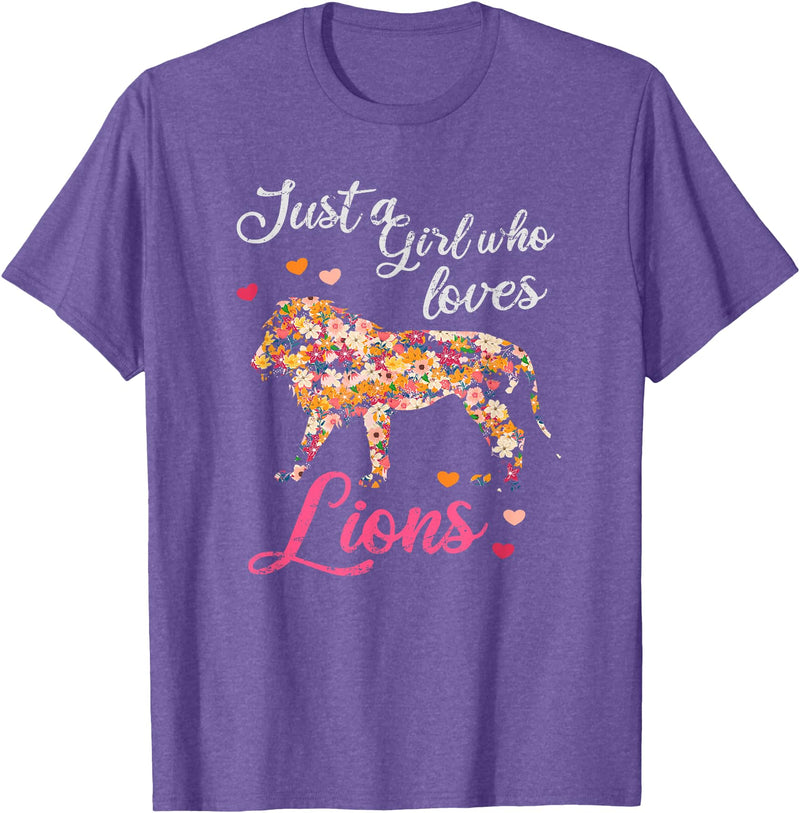 Just a girl who loves lions T-Shirt - Purple Heather