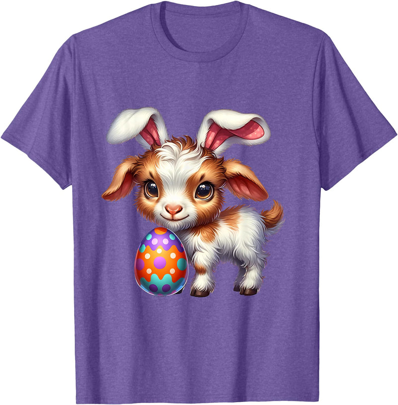 Easter Goats Lover Egg Eggs Bunny Rabbit Bunnies Funny T-Shirt in Purple Heather