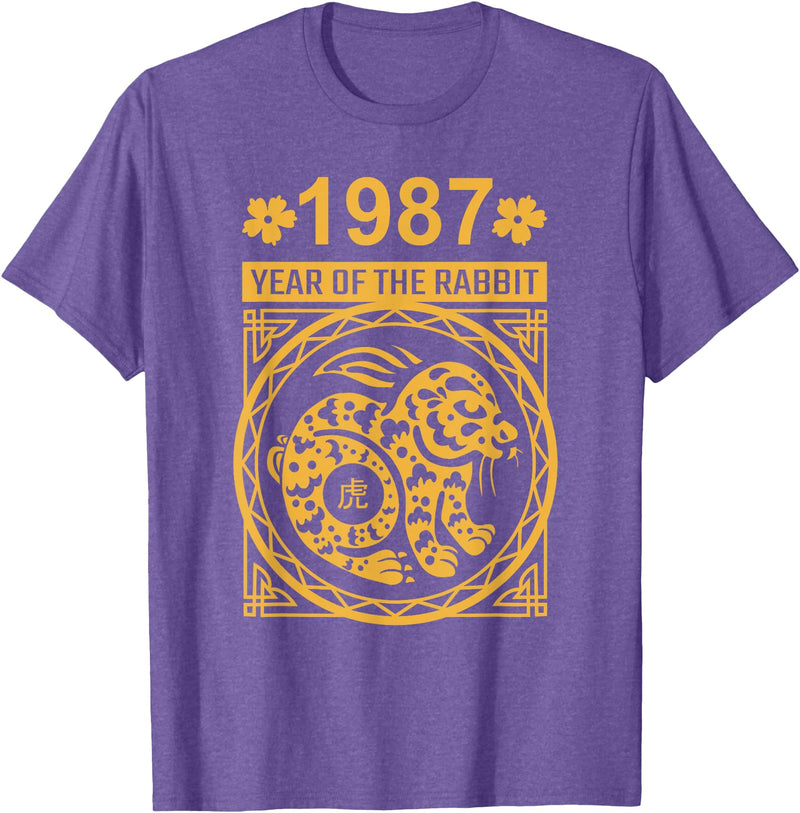 Year of the Rabbit 1987: Chinese New Year Zodiac T-Shirt in Purple Heather