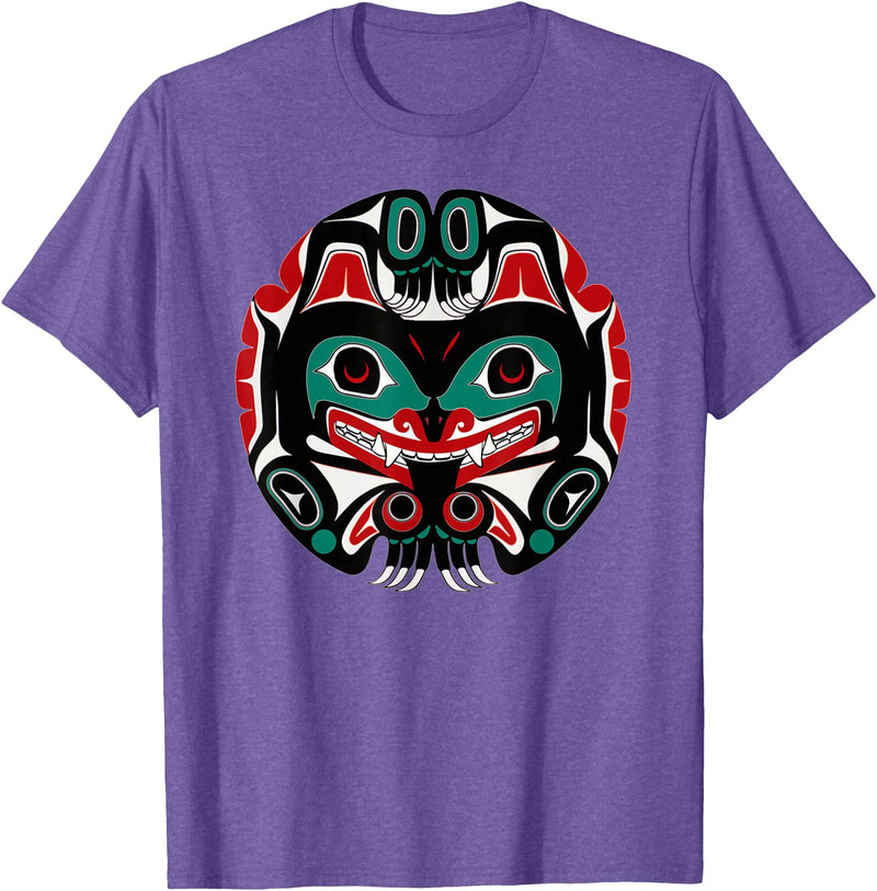 Tribal America Alaska Native American Art Tlingit Eagle Tribal Bear Clan T-Shirt - Purple Heather