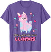 Just A Girl Who Loves Llamas BW Art Llama Girl Shirt Just A Girl Who Loves Llamas Cute T-Shirt - Purple Heather