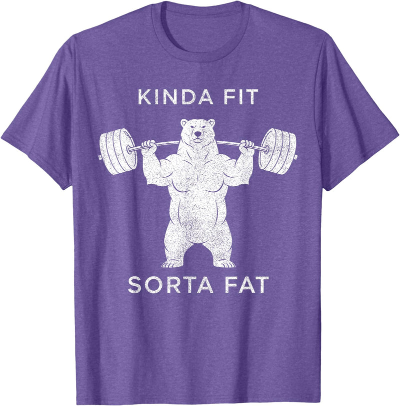 Polar Bear Funny Gym Guy Gifts Powerlifting Fat Guy Shirt, for Men Kinda Fit Sorta Fat Bear T-Shirt - Purple Heather