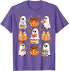 Halloween.HUG Funny Ghost Book Reading Halloween Books Lover Teacher Kids T-Shirt - Purple Heather