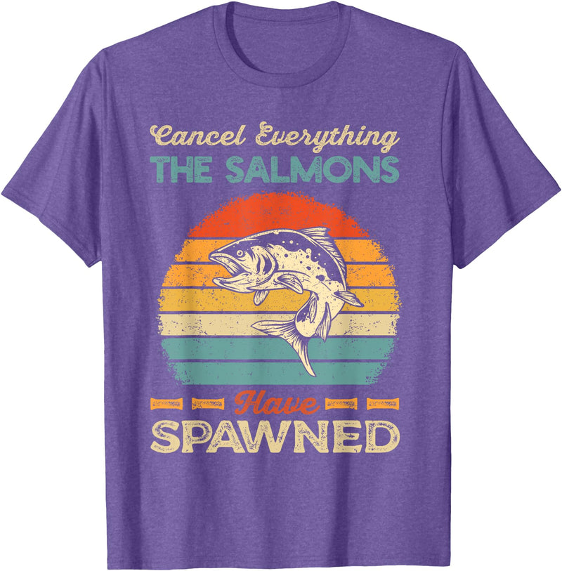 Cool Salmon Fishing Recreational Saltwater Apparel Fishing Salmon Spawning Angling Smolt Fish Salmonidae Hobby T-Shirt - Purple Heather