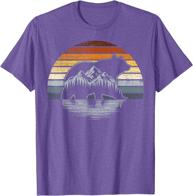 Bear Community Bear Brotherhood Gay Men Gifts Bear Pride Retro Mountain Nature Gay Bear Flag T-Shirt - Purple Heather