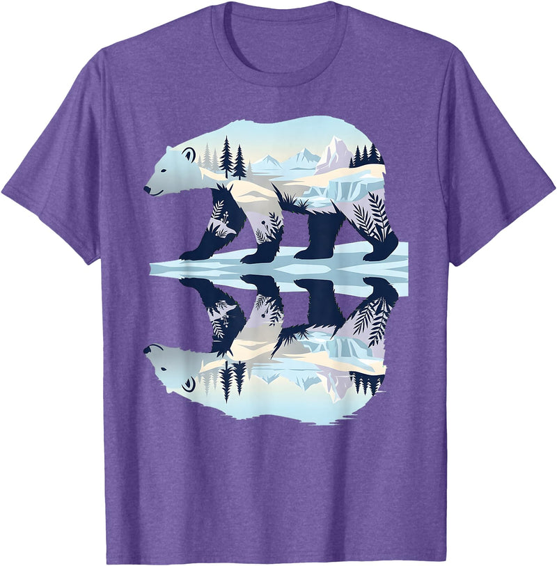 Polar Wildlife Fan Lover Nature Polar Bear Arctic Wildlife Nature Lover Animal Art Kids T-Shirt - Purple Heather