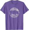 Vintage Pig Shirts - Distressed Pig Animal Print T-Shirt - Unisex-Adults & Kids - Black - Small - Short Sleeve - Classic Fit - Purple Heather