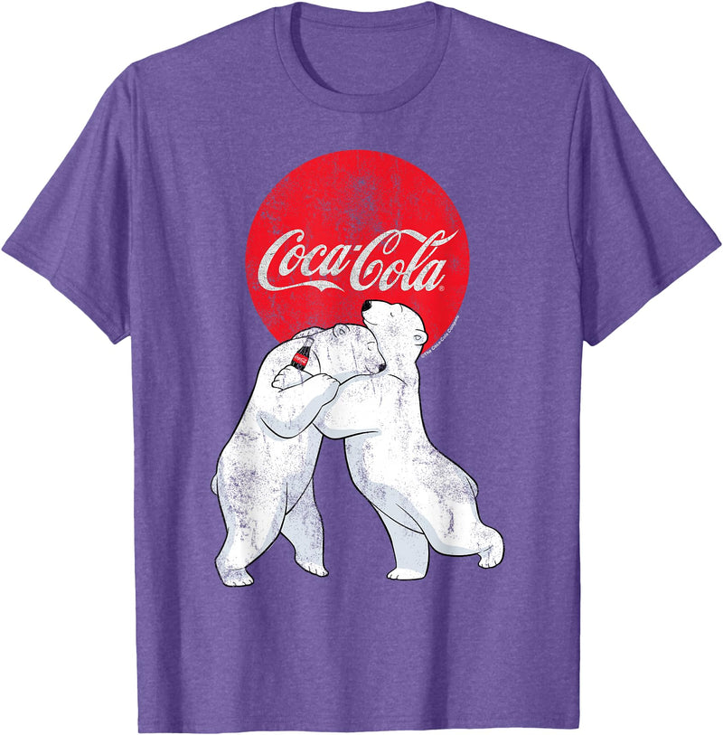 Coca-Cola Christmas Polar Bears Classic Logo T-Shirt - Purple Heather