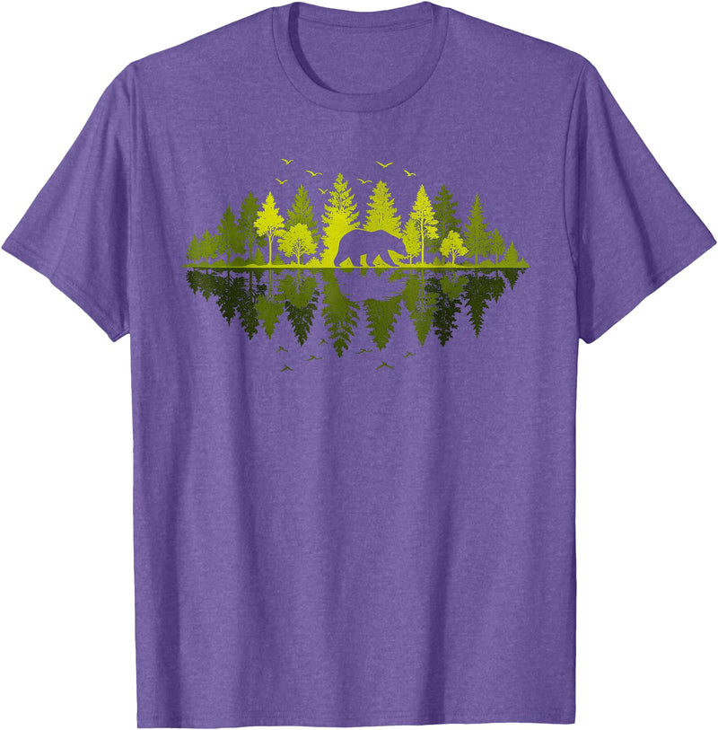 Outdoor Tree Tee Trees Reflection Wildlife Nature Animal Bear Outdoor T-Shirt - Purple Heather