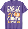 Easily Distracted by Guinea Pigs Outfit Guinea Pigs Jokes Easily Distracted by Guinea Pigs Sarcastic T-Shirt - Purple Heather